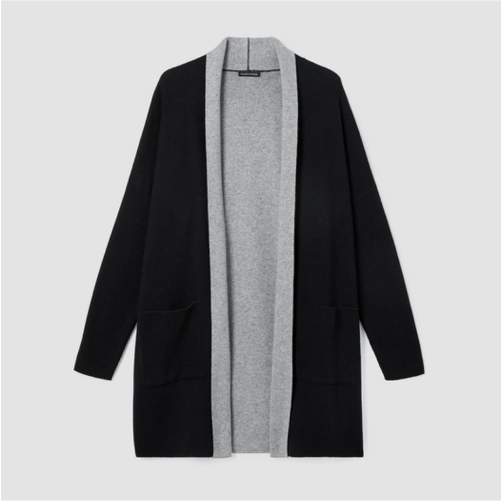 Eileen Fisher Sweater Cardigan Peruvian Cotton Blend Long Shawl Collar Small - Picture 2 of 16